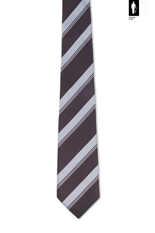 Jedwabny krawat brązowy w białe pasy