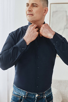 Granatowa koszula slim z dodatkiem elastanu