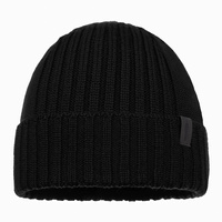 Wełniana czapka męska z czarnej dzianiny 100% merino