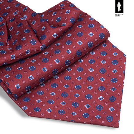 Jedwabny fular czerwony w drobny wzór