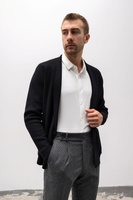 Kardigan męski czarny z kołnierzem szalowym