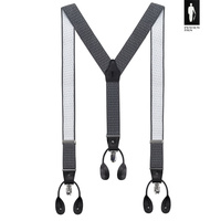 Szelki męskie ciemnoszare w mikrowzór – eleganckie szelki 2w1 z guzikami i klamrami