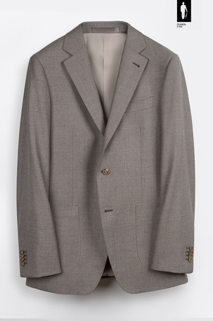 Beżowa marynarka męska z wełnianej flaneli w stylu włoskim