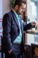 Garnitur dwurzędowy Sartoria granatowa wełna