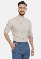 Lniana koszula męska ze stójką