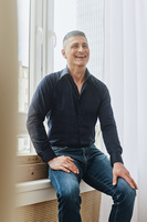 Granatowa koszula slim z dodatkiem elastanu