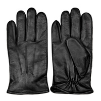 Czarne rękawiczki męskie ocieplane ze skóry jagnięcej