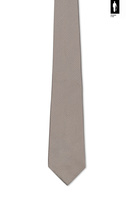 Beżowy krawat męski z jedwabiu 100% – włoski, klasyczny, 8 cm