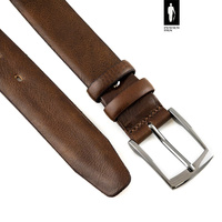 Pasek męski skórzany 3,5 cm kolor ciemny brąz