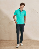 Turkusowa koszulka polo z bawełnianej piki