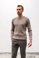 Beżowy sweter męski z bawełny i wełny