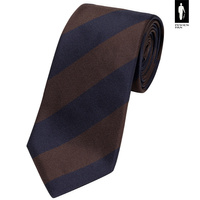 Brązowo-granatowy krawat w pasy regimental