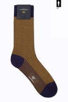 Bawełniane skarpetki męskie pomarańczowo-fioletowe Pedemeia