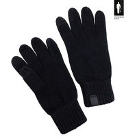 Czarne rękawiczki z wełny merino do obsługi telefonu