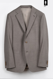 Beżowa marynarka męska z wełnianej flaneli w stylu włoskim