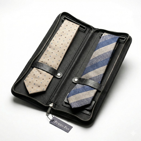 Skórzane Etui Podróżne na Dwa Krawaty