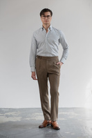 Spodnie wysoki stan jasnobrązowy wełniany tropik