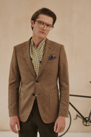 Klubowa marynarka z wełny w brązową kratę