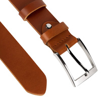 Pasek skórzany o szerokości 4 cm średni brąz