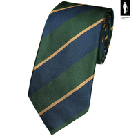 Granatowo-zielony krawat w pasy