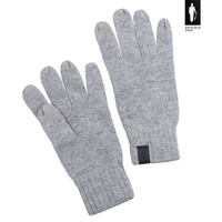 Szare rękawiczki z wełny merino do obsługi telefonu