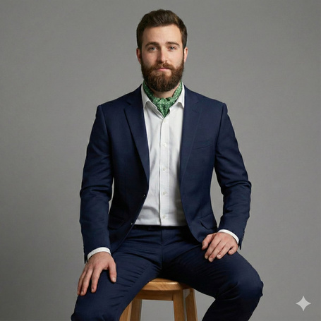 Jedwabny fular zielony w drobny wzór