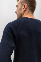 Granatowy sweter męski z bawełny i wełny