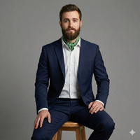 Jedwabny fular zielony w drobny wzór