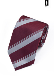 Jedwabny krawat czerwony w białe pasy
