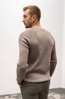 Beżowy sweter męski z bawełny i wełny