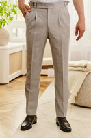 Spodnie z wysokim stanem z jasnoszarej wełny