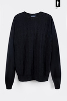 Czarny sweter męski z dekoltem O-neck i wzorem w romby