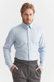 Koszula dobby błękitna w drobny wzór