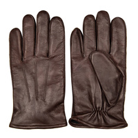 Brązowe rękawiczki męskie ze skóry jagnięcej