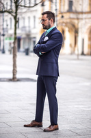 Garnitur dwurzędowy Sartoria granatowa wełna