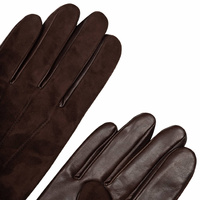 Rękawiczki ze ściągaczm z brązowego zamszu