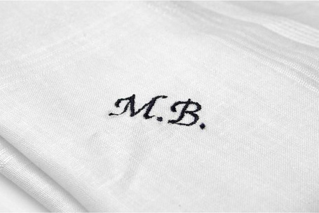 Bawełniane chusteczki męskie w szaro-bordowe oraz kremowo-fioletowe paski – zestaw 2 sztuk