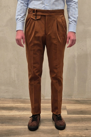 Spodnie męskie tabakowy brąz z wysokim stanem