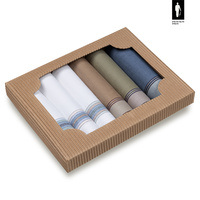 Bawełniane chusteczki męskie w paski i szeroki pasek (kolorystyczny mix) – zestaw 6 sztuk