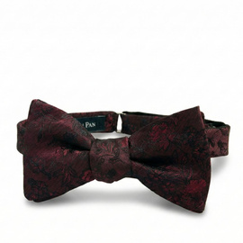 Mucha Wiązana Bordowa – Żakardowa w Ciemny Wzór Kwiatowy