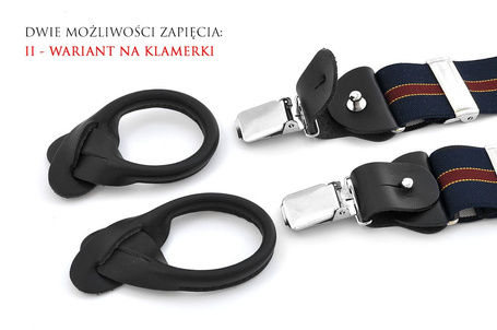 Szelki męskie granatowe w kropki z zapięciem 2w1