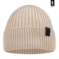 Czapka męska zimowa z wełny merino beżowa