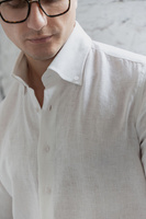 Biała koszula button down z czystego lnu