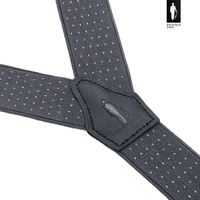 Szelki męskie ciemnoszare w mikrowzór – eleganckie szelki 2w1 z guzikami i klamrami