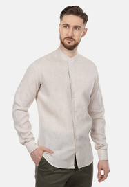 Lniana koszula męska ze stójką