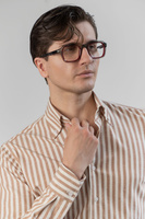 Koszula w brązowe szerokie paski Button Down