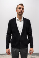 Kardigan męski czarny z kołnierzem szalowym