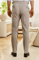 Spodnie z wysokim stanem z jasnoszarej wełny