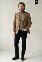 Brązowa marynarka męska z wełnianej flaneli w stylu włoskim