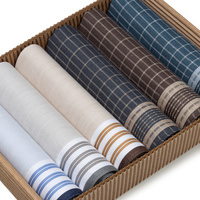 Bawełniane chusteczki męskie w paski i kratkę (kolorystyczny mix) – zestaw 6 sztuk